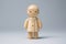 Wooden figurine of a woman on a white background. Generative AI