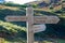 Wooden finger post marking coast path