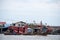 Wooden fish boat parking at the pier