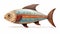 Wooden Fish Sculpture With Precisionist Art Style
