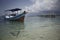 Wooden fisher boat on indonesian sea