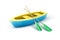 Wooden fisherman\'s boat with paddles for fishing