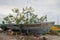 Wooden fishermen boat at repair center at the tropical island