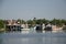 Wooden fishery boat floating and stop at Mae klong river