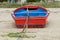 Wooden fishing boat dries ashore