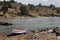 A wooden fishing boat on the shores