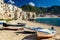 Wooden fishing boats on the old beach of Cefalu