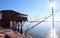 wooden fishing shed with very huge nets