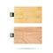 Wooden flash drive isolated on white background. USB stick made from wood material in card concept style.  Clipping path