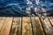 Wooden flooring from boards against the sea