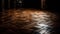 Wooden flooring in a dark room, modern design, ancient elegance generated by AI