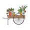 Wooden flower cart on wheels for outdoor floral shop or vendor market