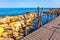 wooden footbridge along the sea