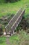 Wooden footbridge countryside footpath over stream