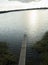 Wooden footbridge over the lake