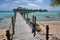 Wooden footbridge to overwater bungalows