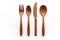 Wooden Fork Spoon And Knife On A White Background