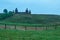 Wooden fortress on top of a hill. Bottom view.