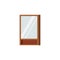 Wooden frame rectangular mirror with shelf and locker for bathroom isolated on white background.