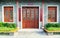 wooden front door wood window of Chinese classic house