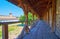 The wooden gallery atop the rampart of Kamianets-Podilskyi Castle, Ukraine