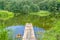 Wooden gangway on the river for fishing