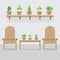 Wooden Garden Chairs And Pot Plants