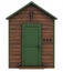 Wooden garden shed on white background