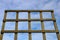 Wooden Garden Trellis Against a Cloudy Blue Sky