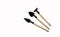 Wooden Gardening tools, shovel, rake on white background