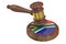 Wooden Gavel with Flag of South Africa, 3D rendering