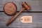 Wooden gavel and guilty verdict.