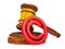 wooden gavel and sign copyright on white background. Isolated 3D illustration