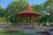 Wooden gazebo in Calarasi Central Park, Romania