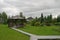 wooden gazebo for relaxing in the Park