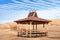 Wooden gazebo on the shore of Lake Baikal