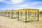 Wooden gazebos in a italian coastline