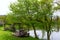 Wooden gazebos by the lake