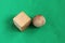 Wooden geometric shapes - ball and cube, children eco toys, gree
