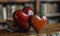 Wooden and Glazed Ceramic Heart Sculptures,symbolizing enduring love,Generated AI