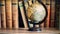 wooden globe in library suitable as background