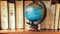 wooden globe in library suitable as background