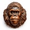 Wooden Gorilla Head: Decorative Relief With Harsh Realism