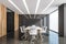 Wooden and gray conference room interior