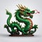 Wooden green dragon. The symbol of the year 2024