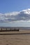 A Wooden Groyne near to a River outlet on the gently shelving sand beach of Monifieth