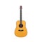 Wooden guitar, traditional string musical instrument. Music on acoustic guitar.