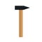 Wooden hammer with handle. Iron sledge. Big sledgehammer. Icon of tool. Mallet for carpenter, repair and mason. Hammer for