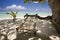 Wooden hammock at exotic beach