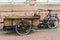 Wooden handcart built on bicycle frame for transporting goods through Amsterdam